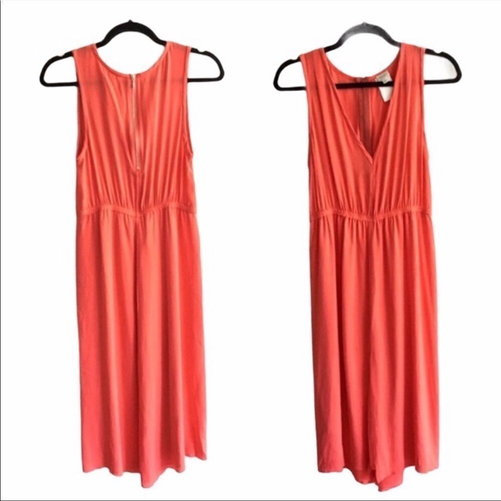 ARITZIA Silk Sleeveless V-Neck Midi Dress Melon S - Picture 3 of 7